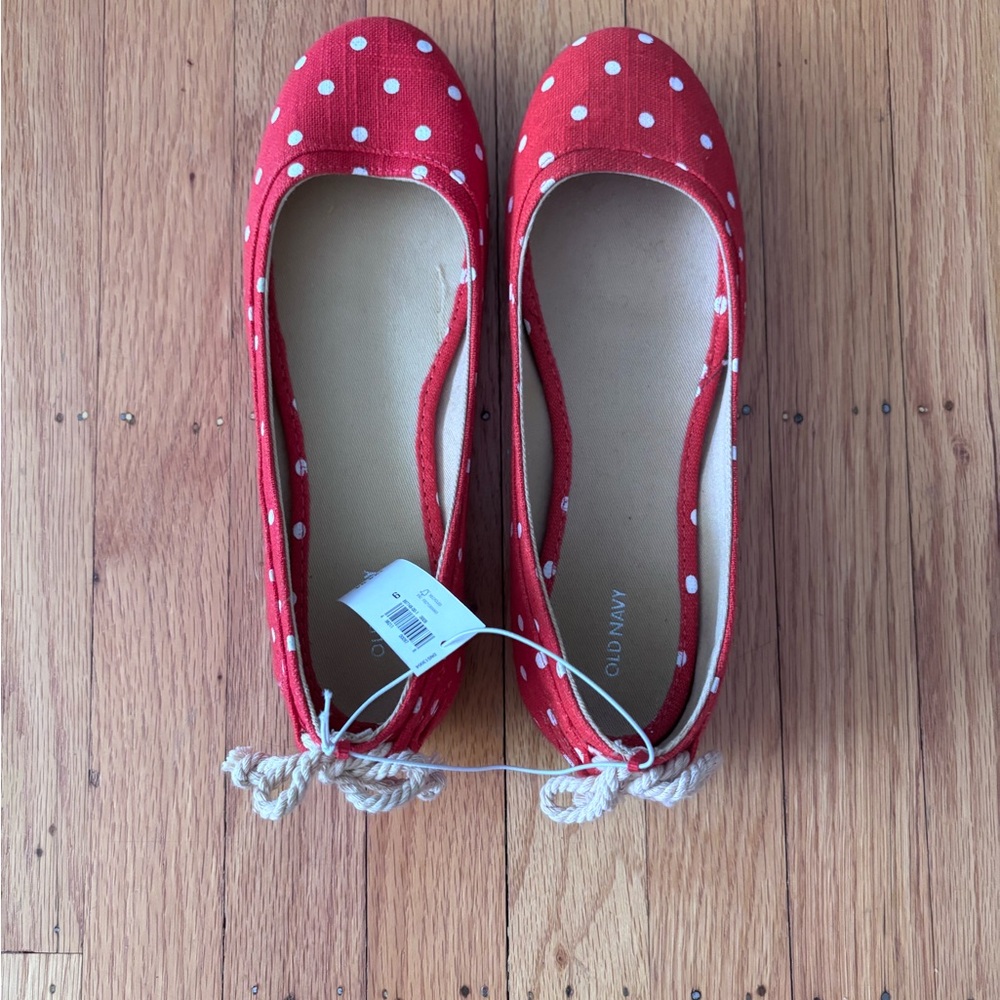 Old Navy Red Polka Dot Canvas Ballet Flats